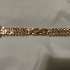 Elegant Gold Watchband With Sliver Studs